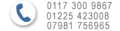Tel:0117 300 9867 / 01225 423008 / 07981 756965